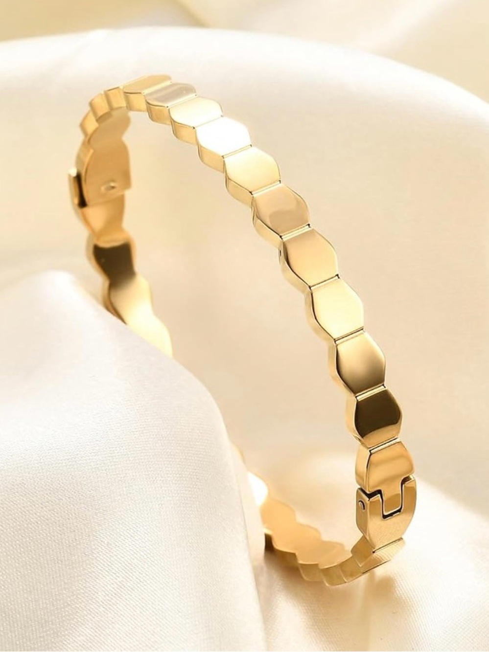 Gilded Grit Honeycomb Gold Bangle Bracelet